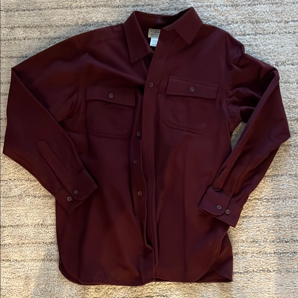 LL Bean Burgundy Button-Up Shirt
